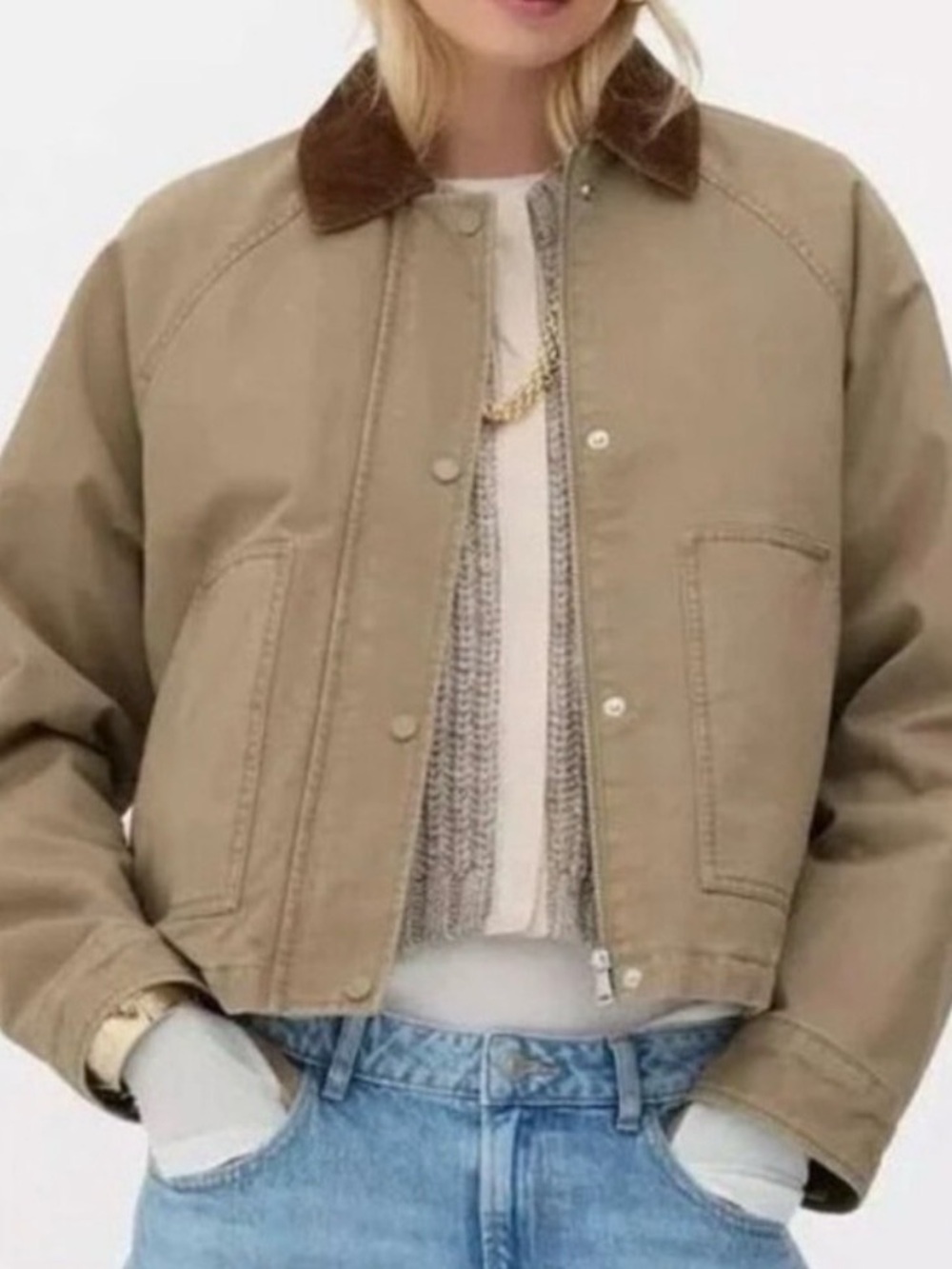 Hunter Tan Bomber Jacket with Brown Corduroy Collar